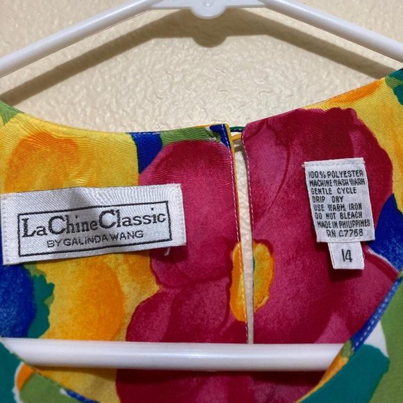 Vintage La Chine Classic By Galinda Wang Women's Floral Polyester Blouse Size M - Picture 2 of 3